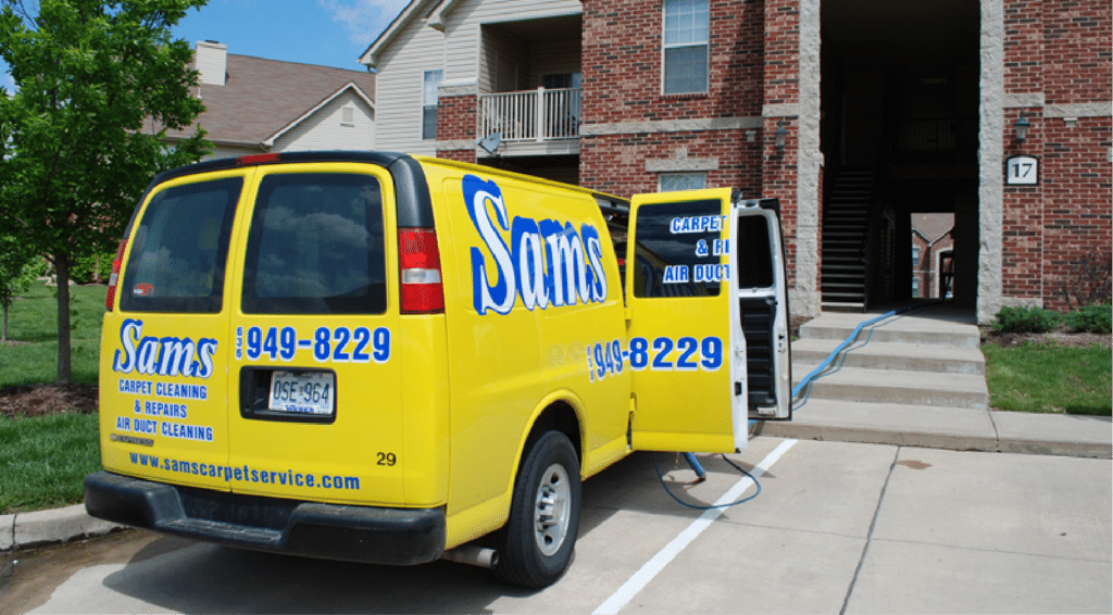 Sams Carpet Cleaning Van in Residential Driveway